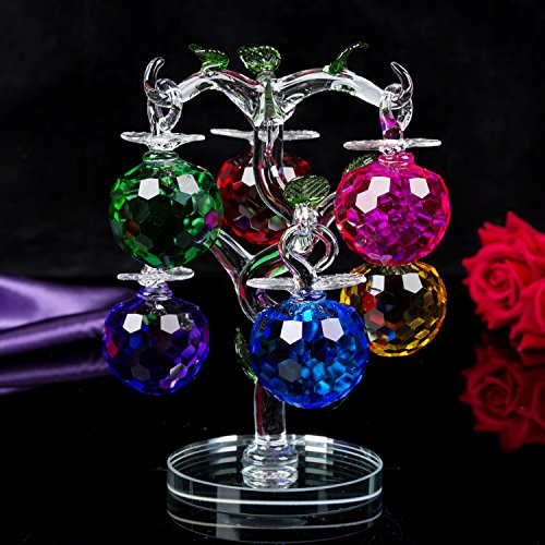 London Boutique - Juego de 6 Manzanas de Cristal Transparente para Regalo, Color Azul