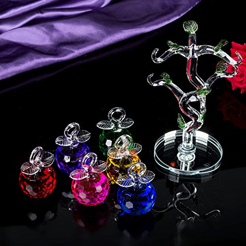 London Boutique - Juego de 6 Manzanas de Cristal Transparente para Regalo, Color Azul