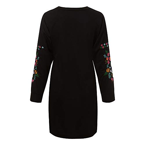 Longra ❤️ Sudadera Casual Manga Largo De La Camisa De Slim De Cuello Redondo Vestido - Mujer