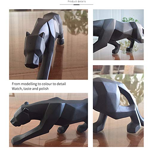 LONGWEI Blanco Pantera Negro Escultura Ornamentos Escultura Geométrica Resina Leopardo Estatua Vida Silvestre Decoración RegaloNegro-pequeño