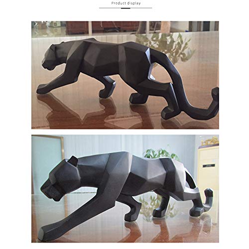 LONGWEI Blanco Pantera Negro Escultura Ornamentos Escultura Geométrica Resina Leopardo Estatua Vida Silvestre Decoración RegaloNegro-pequeño