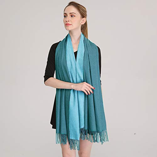Longwu Cashmere Wrap Shole Chal para Mujer Invierno Extra Grande (79"X 28") Hombres Pañuelo de Pashmina Sólido de Lana de Cordero-22#