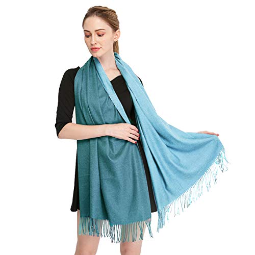 Longwu Cashmere Wrap Shole Chal para Mujer Invierno Extra Grande (79"X 28") Hombres Pañuelo de Pashmina Sólido de Lana de Cordero-22#