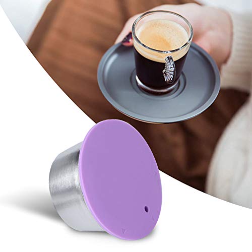 Longzhou Cápsulas de café Reutilizables, Taza de cápsula de café Recargable Reutilizable de Acero Inoxidable Apta para la cafetera Dolce Gusto(púrpura)