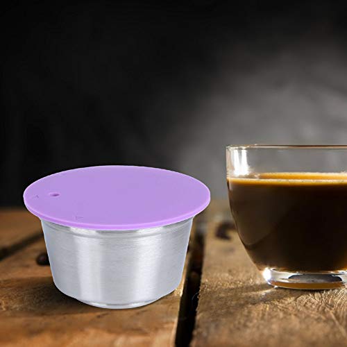 Longzhou Cápsulas de café Reutilizables, Taza de cápsula de café Recargable Reutilizable de Acero Inoxidable Apta para la cafetera Dolce Gusto(púrpura)