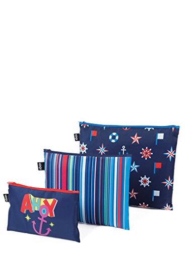 LOQI Artist Nautical Ahoy – Stripes Classic Zip Pockets Funda de carné, 32 cm, Multicolor (Multicolour)