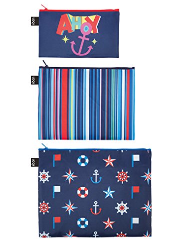 LOQI Artist Nautical Ahoy – Stripes Classic Zip Pockets Funda de carné, 32 cm, Multicolor (Multicolour)