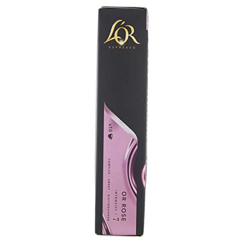 L'Or Espresso Café Or Rose Intensidad 7 - 100 cápsulas de aluminio compatibles con máquinas Nespresso (R)* (10 Paquetes de 10 cápsulas)
