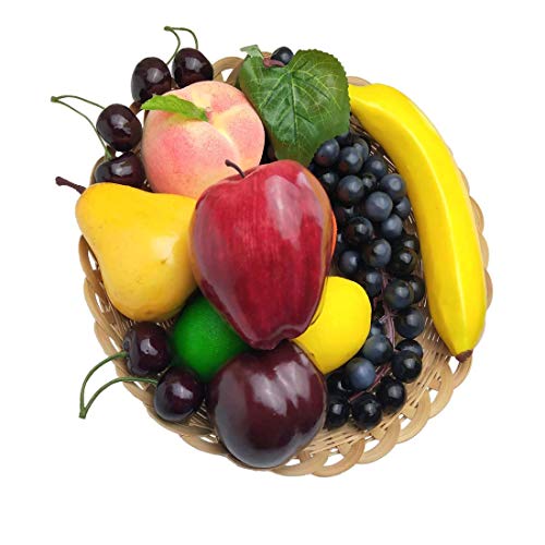Lorigun Set de Frutas Artificiales para decoración de Accesorios de Frutas Falsas, 10 Tipos de Frutas (Total 12 Piezas)