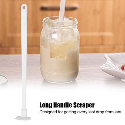 Loriver 2pcs Last Drop Silicona Mini Espátula y Tarro Raspador Cuchara Herramienta de Mango Largo Blanco
