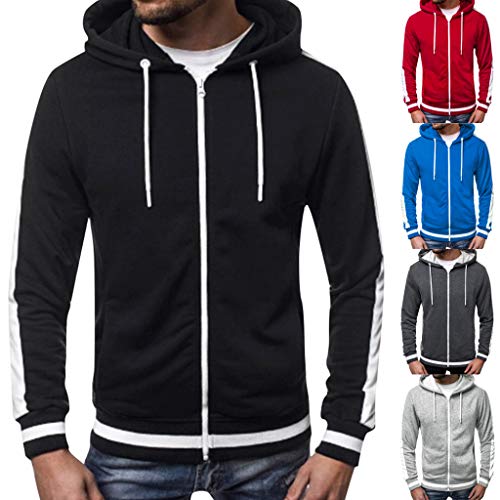 Los hombres Sudaderas Otoño Invierno Cremallera Ropa Deportiva Patchwork Sudadera Manga Larga Abrigo Ropa