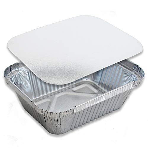 Lote de 100 bandejas de Aluminio Desechables con Tapa para Transportar Alimentos, congelar, cocinar (1 Compartimento de 800 ml)