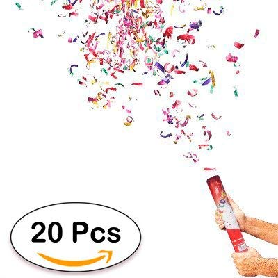 Lote de 20 Cañones Confeti 40 Cm - DISOK - Lanza Confetis Ideal para Fiestas, Bodas y Celebraciones