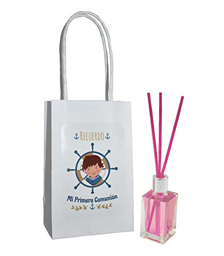 Lote de 25 und ambientador rosas mas varillas comunion niño + bolsa Regalos Originales. Complementos. Detalles para Bodas, Comuniones, Bautizos y Cumpleaños.