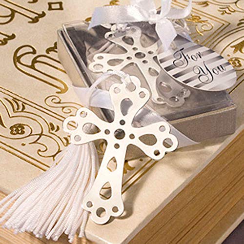 Lote de 26 Puntos De Libro Cruz Con Borla En Cajita De Regalo - Detalles para comunion baratos. Regalos originales comunion