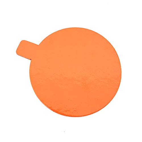 Lote de 50 portatarjetas redondos con lengüeta de cartón. Elección de colores y dimensiones (naranja / limón, 8 cm)