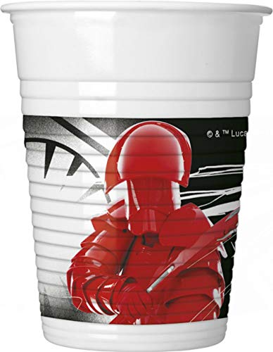 Lote de Cubiertos Infantiles Desechables "Star Wars Último Jedi" (16 Vasos, 16 Platos y 20 Servilletas) .Vajillas y Complementos. Juguetes para Fiestas de Cumpleaños, Bodas, Bautizos y Comuniones.