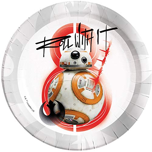 Lote de Cubiertos Infantiles Desechables "Star Wars Último Jedi" (16 Vasos, 16 Platos y 20 Servilletas) .Vajillas y Complementos. Juguetes para Fiestas de Cumpleaños, Bodas, Bautizos y Comuniones.