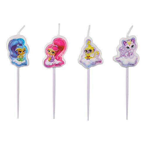 Lote de Cubiertos Infantiles "Shimmer & Shine " (16 Vasos, 16 Platos , 16 Servilletas y 1 Mantel (137 x 243 cm) y 4 Velas.Vajillas. Juguetes. Cumpleaños, Bodas, Bautizos, Comuniones y Eventos. L12