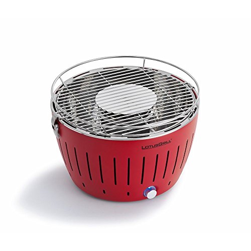 Lotus Grill Barbacoa de humo con ventilador turbo para calor rápido en Blazing Red