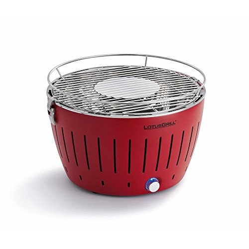 Lotus Grill Barbacoa de humo con ventilador turbo para calor rápido en Blazing Red