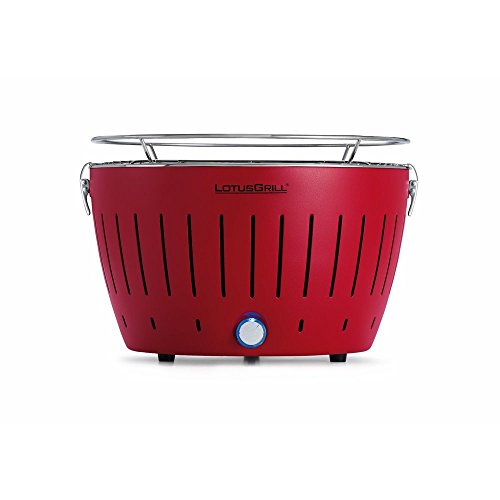 Lotus Grill Barbacoa de humo con ventilador turbo para calor rápido en Blazing Red