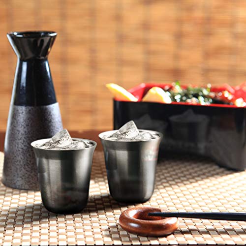 Love-KANKEI® Tazas Espresso de Pared Doble Tazas Aisladas de Acero Inoxidable 150 ml / 5 oz Set de 2