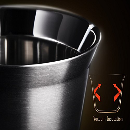 Love-KANKEI® Tazas Espresso de Pared Doble Tazas Aisladas de Acero Inoxidable 150 ml / 5 oz Set de 2
