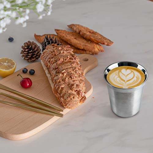 Love-KANKEI® Tazas Espresso de Pared Doble Tazas Aisladas de Acero Inoxidable 150 ml / 5 oz Set de 2