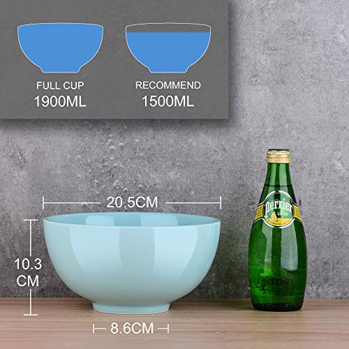 LOVECASA Juego de Cuencos 3 PCS Tazones Grandes 1900ML, Ensaladera Tazón de Merienda, Sopa, Frutas, Tazones de Consomé, Porcelana, Colores