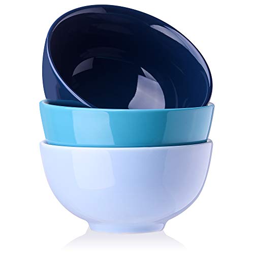 LOVECASA Juego de Cuencos 3 PCS Tazones Grandes 1900ML, Ensaladera Tazón de Merienda, Sopa, Frutas, Tazones de Consomé, Porcelana, Colores