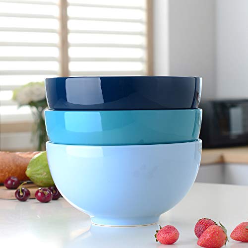 LOVECASA Juego de Cuencos 3 PCS Tazones Grandes 1900ML, Ensaladera Tazón de Merienda, Sopa, Frutas, Tazones de Consomé, Porcelana, Colores