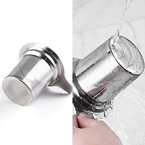LOVECASA Tazas de Té con Tapa y Filtro Acero inoxidable 450 ML, Tisana de Porcelana Blanco