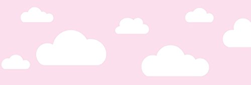 lovely label, Cenefa autoadhesiva, 450 x 11,5 cm, diseño de nubas, Fucsia