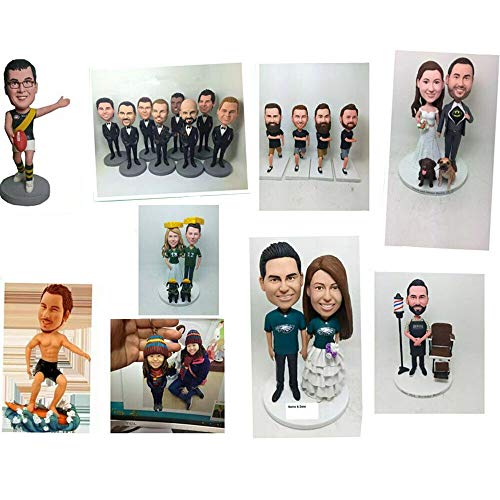 Lovemotor Escultura de Arcilla Personalizada Sculpting Cara Real muñeca Humana por Arcilla polimérica Figura Pastel de Bodas Topper decoración Regalo (Bobblehead)