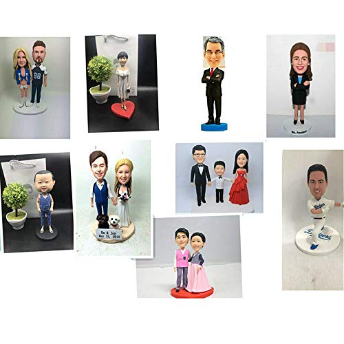 Lovemotor Escultura de Arcilla Personalizada Sculpting Cara Real muñeca Humana por Arcilla polimérica Figura Pastel de Bodas Topper decoración Regalo (Bobblehead)