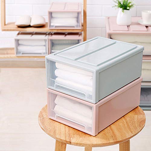 LPxdywlk Caja de Almacenamiento de Cajones Apilables Transparentes Combinación Doméstica Contenedor de Plástico Organizador Ropa y Zapatos Gabinete Pink M