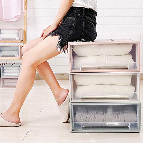 LPxdywlk Caja de Almacenamiento de Cajones Apilables Transparentes Combinación Doméstica Contenedor de Plástico Organizador Ropa y Zapatos Gabinete Pink M
