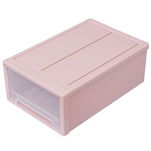 LPxdywlk Caja de Almacenamiento de Cajones Apilables Transparentes Combinación Doméstica Contenedor de Plástico Organizador Ropa y Zapatos Gabinete Pink M