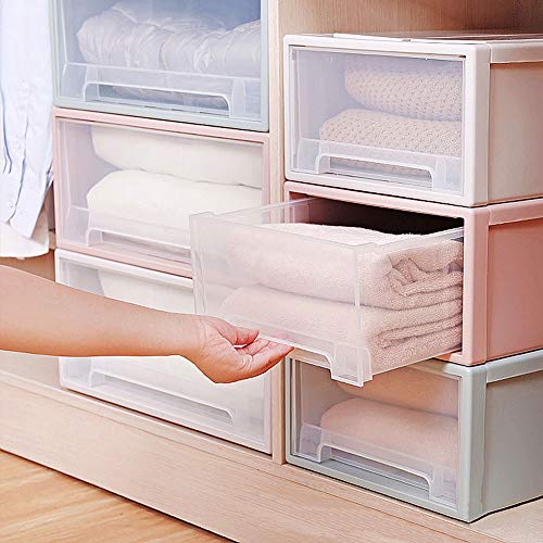LPxdywlk Caja de Almacenamiento de Cajones Apilables Transparentes Combinación Doméstica Contenedor de Plástico Organizador Ropa y Zapatos Gabinete Pink M