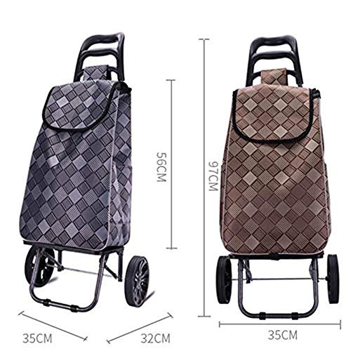 LQBDJPYS Gran Capacidad de Peso Ligero Ruedas de carros autoservicio Empuje del Bolso del Carro con Las Ruedas de Patrones de diseño Ruedas (Color : Red)