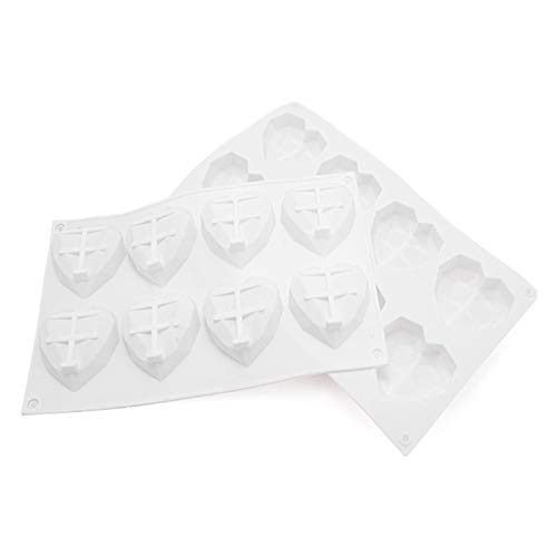 LQG Pastel De Silicona del Molde En Forma De Corazón Fácil Desmoldeo 8 Tazas para Hornear Pan para Fiesta De Cumpleaños O La Ducha De Bebé Temas De La Torta, Primero De La Magdalena