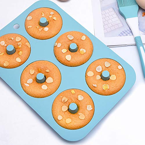 LQG Rosquillas Molde De La Torta del Molde del Silicón Fácil Desmoldeo 6 Tazas para Hornear Pan para Fiesta De Cumpleaños O La Ducha De Bebé Temas De La Torta, Primero De La Magdalena,Gris
