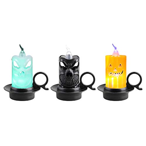 LQH Decoración de Halloween LED electrónico Taza de la Vela luz de la Noche del cráneo Puntales de Calabaza (Size : 2)