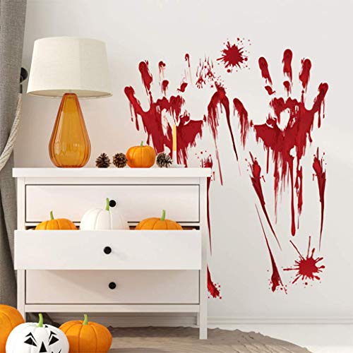LQH Huella de la Mano de Huellas Digitales Huella Etiqueta de la Pared decoración de Halloween del Horror de la Sangre Scary (Size : 2)