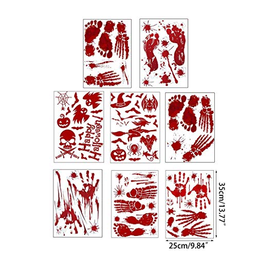 LQH Huella de la Mano de Huellas Digitales Huella Etiqueta de la Pared decoración de Halloween del Horror de la Sangre Scary (Size : 2)
