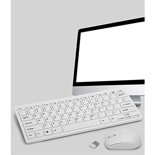 LQH Teclado inalámbrico, Teclado inalámbrico y ratón, Teclado inalámbrico de Juegos, Teclado inalámbrico Combo de ratón, Diseño Delgado, Ligero y Ultra Thin Teclado inalámbrico (Color : White)