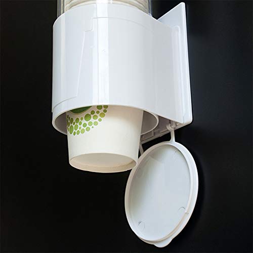 LQKYWNA Dispensador de Vasos Montado en la Pared, Transparente a Prueba de Polvo de Gran Capacidad Soporte para Vasos de Plástico y Papel de 7,5 cm 70 para Casa Hotel Oficina