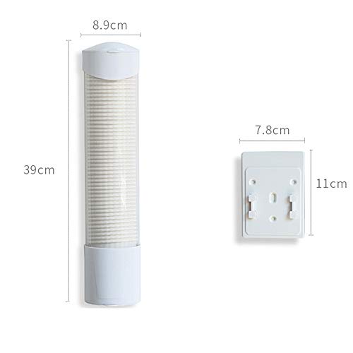 LQKYWNA Dispensador de Vasos Montado en la Pared, Transparente a Prueba de Polvo de Gran Capacidad Soporte para Vasos de Plástico y Papel de 7,5 cm 70 para Casa Hotel Oficina