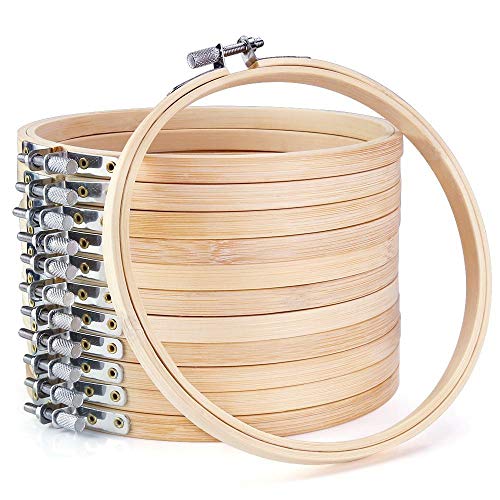 LQNB 12 Piezas 6 Pulgadas Aros De Bordado De Madera Venta Al por Mayor a Granel Círculo De Bambú Aro De Puntada De Cruz Anillo Redondo para Artesanía del Arte Costura a Mano